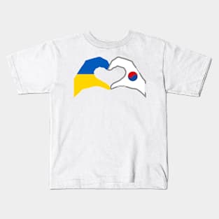 We Heart Ukraine & Korea Patriot Flag Series Kids T-Shirt